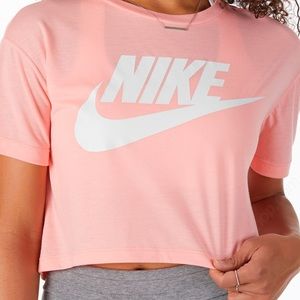 NWT Nike sportswear essential peachy pink crop top